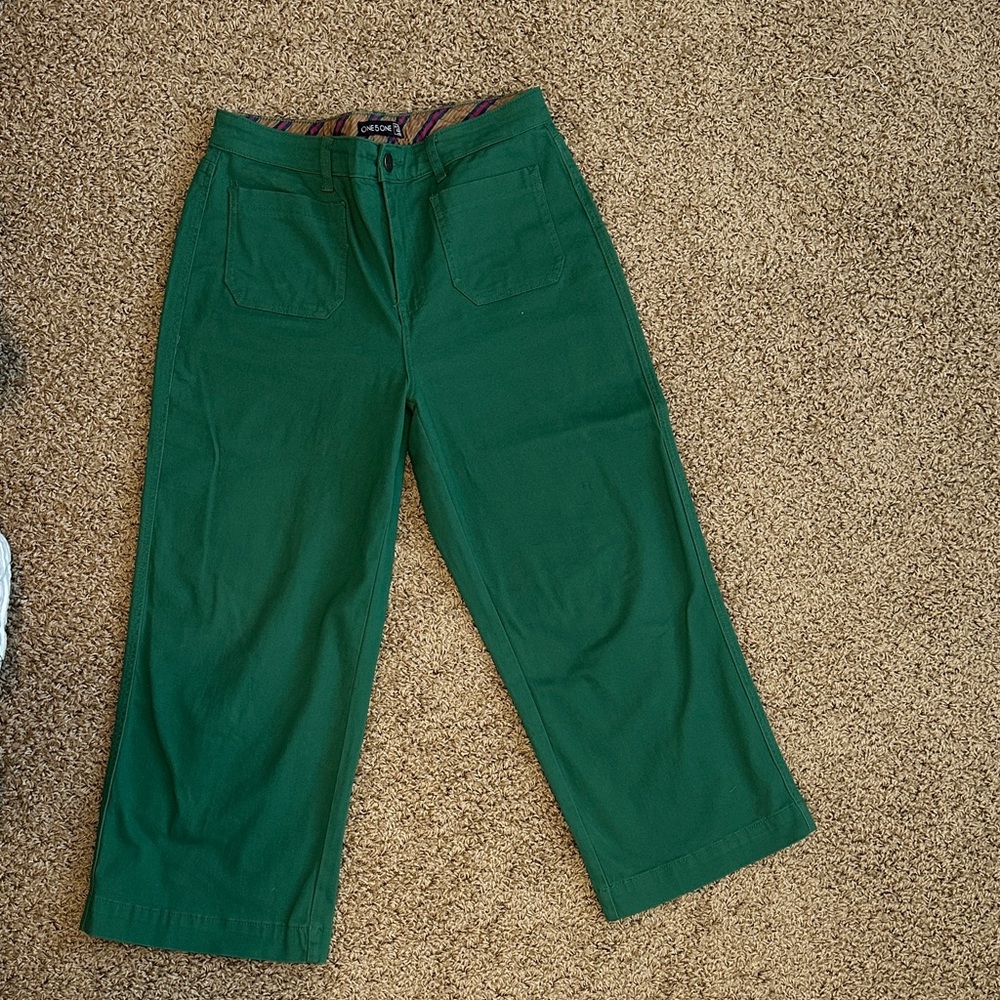 Stitch Fix-Green Wide Leg Twill Pant